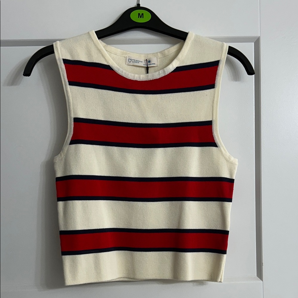 Primark Red and Cream Striped Tank Top